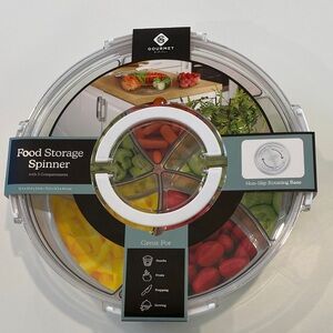 NWT Gourmet Kitchen Food Storage Spinner with 5 Compartments - Clear